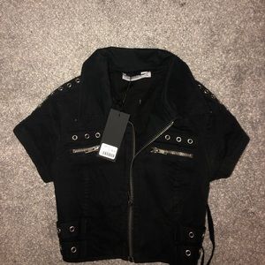 Carmar Denim Zip Up Crop Top